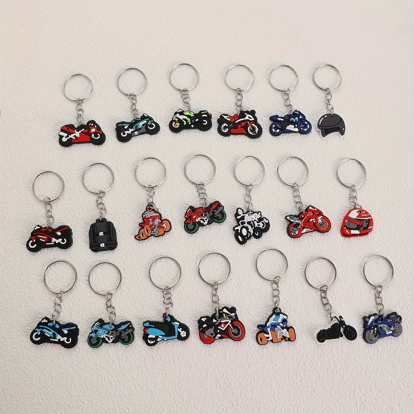 Cross-border 20 Pvc Cartoon Motorcycle Keychains Anime Cartoon Motorcycle Series Shoulder Bag Keychains
