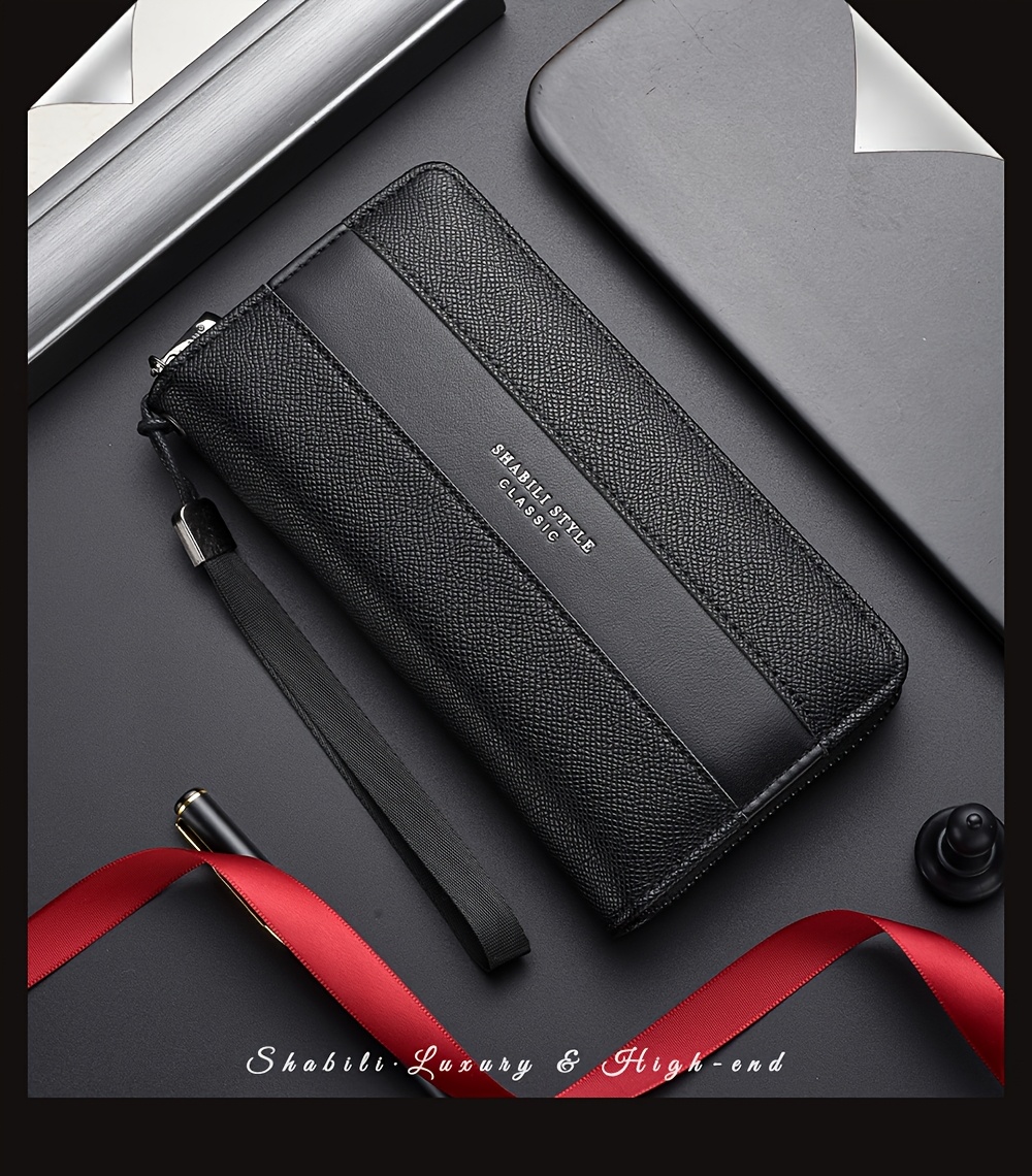Cartera larga para hombre con gran capacidad, múltiples ranuras para tarjetas, monedero, tarjetero y clutch para .