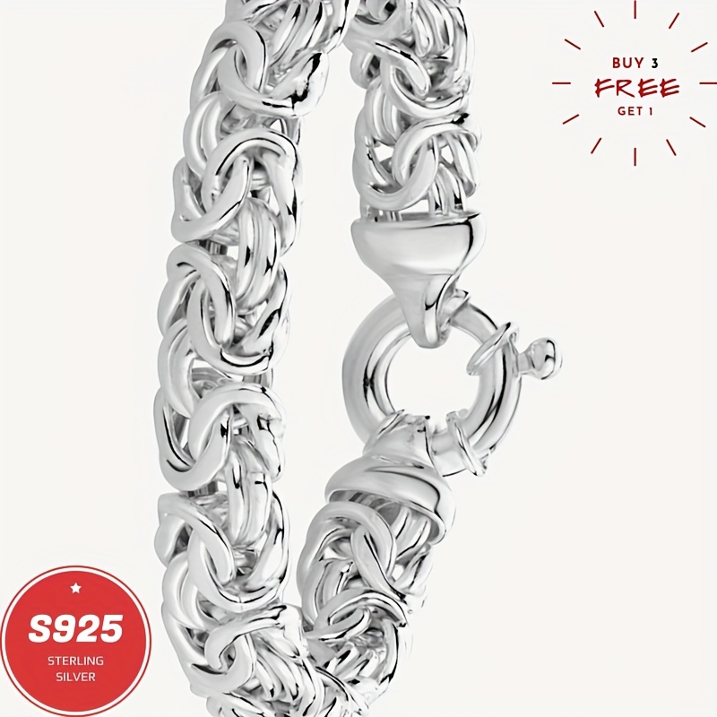 TEMU 925 Sterling Silver Byzantine Bracelet, Fashionable And Versatile, Trendy Hip-hop, Men's Bracelet, Women's Bracelet, Halloween, Christmas,