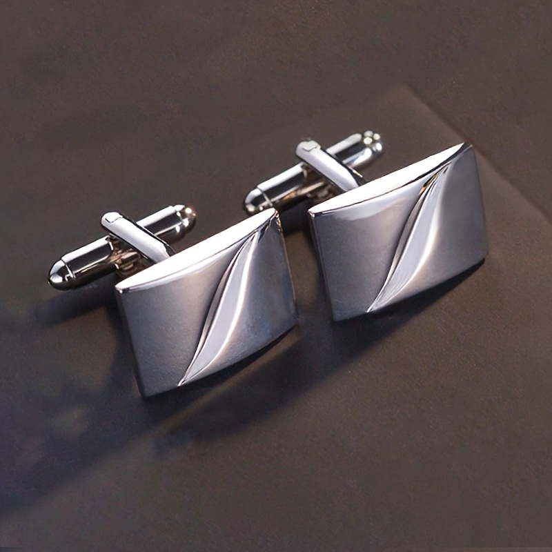 TEMU 2pcs Easy Geometric Glossy Cufflinks Fashionable Individual Trendy All-match Men's Shirt Cufflinks