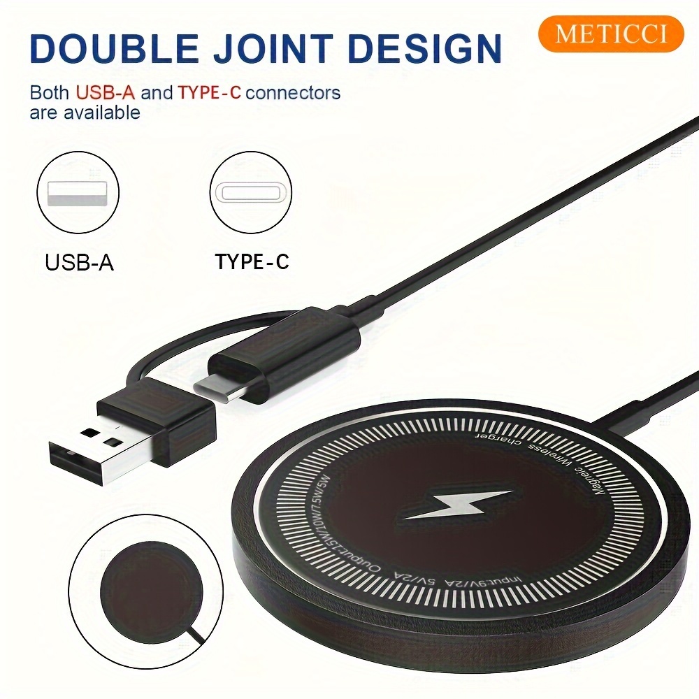 

Magnetic Wireless Charger, 15w Max Mag-safe Charge With 3.28ft(1m) Cabler, Compatible With Iphone 15/14/13/12/se3 Series(1 Pack & No Adapter)