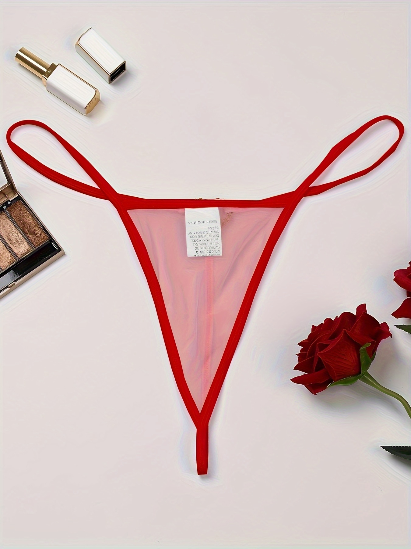 See Through Strings Women Sexy Pendant Lady Pearl G String V