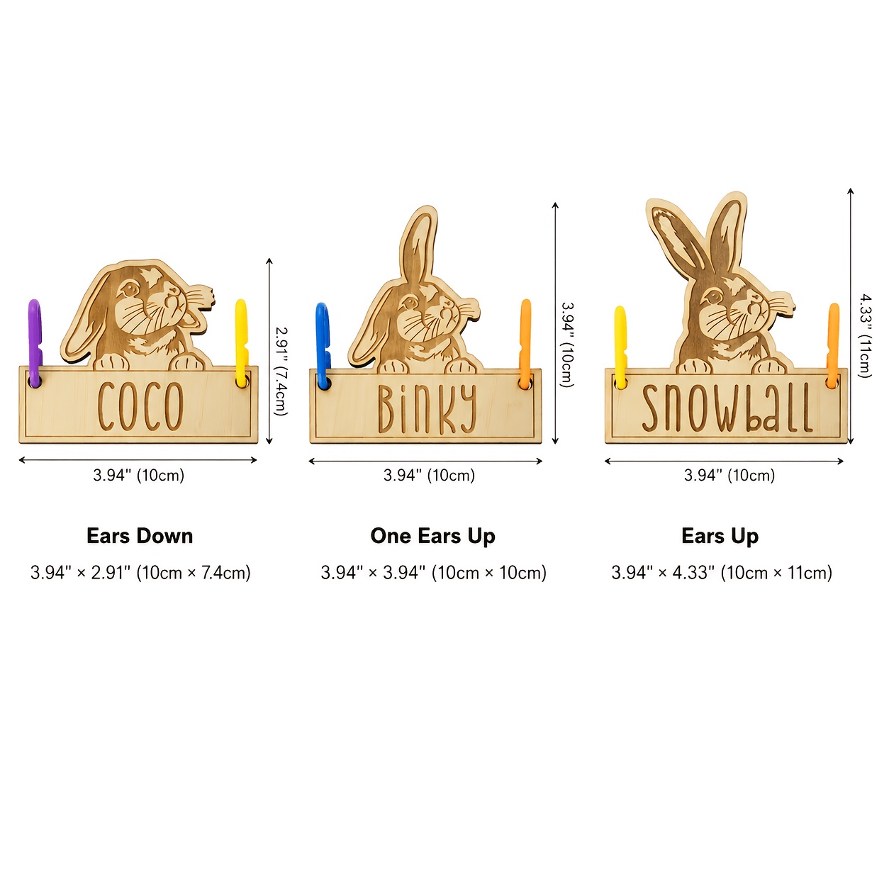 TEMU Personalised Cute Bunny Wooden Rabbit Cage Tag With Hanging Loops And Engraved Name Cage Decor Accessories Birthday Gift For Pet Rabbit Owners