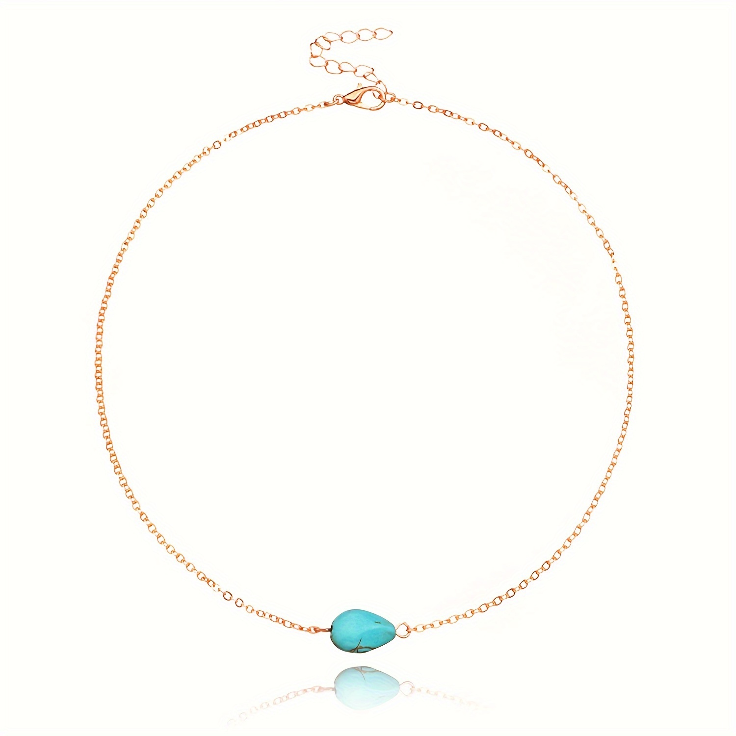 A European And American Exquisite Minimalist Turquoise Pendant Necklace For Women