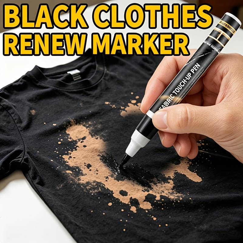 TEMU Lápiz Corrector de Color de Ropa - Marcador de de Tejido Resistente a la Decoloración, Lápiz de Restauración de Color de Ropa Negra, Repara