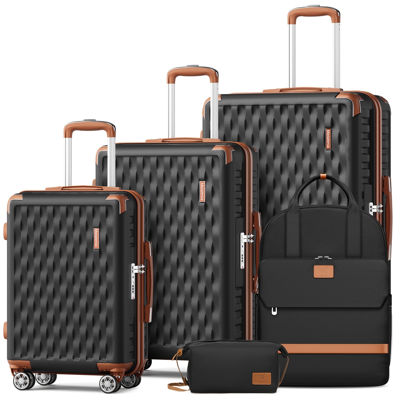 Image of Melalenia Lightweight Luggage Set 3pcs, With And Detachable Spinner Wheels, Travel Suitcase Set, With Large Capacity Backpack And Toiletry Bag, ()