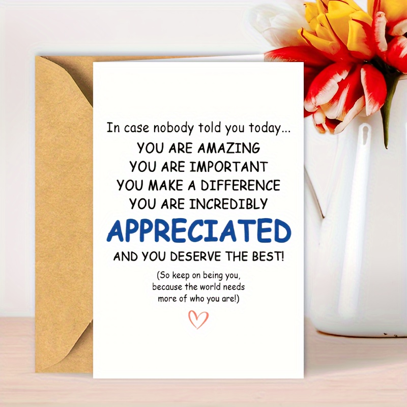 

Inspirational Appreciation Greeting Card For Boss, Teacher, Or Mentor - Personalized Paper Card For Birthday, Christmas, Thanksgiving - Perfect Gift For Anyone