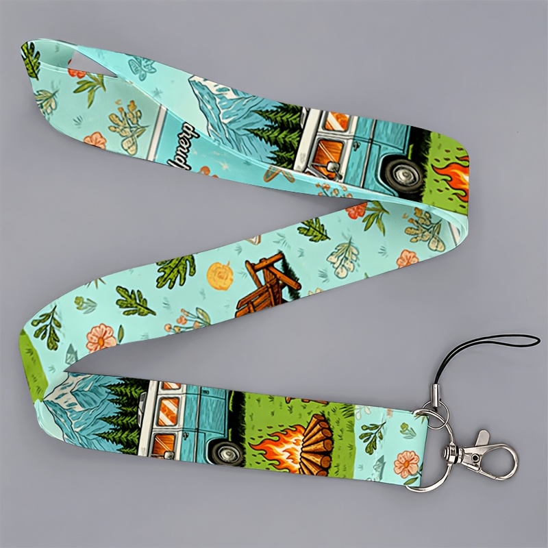 TEMU 2d A 2d Flat Suitable For Office Workers And Students, Of Gender, Camping Rv Campfire Print Outdoor Lanyard For Phones & Ids Ideal For , 2d Flat