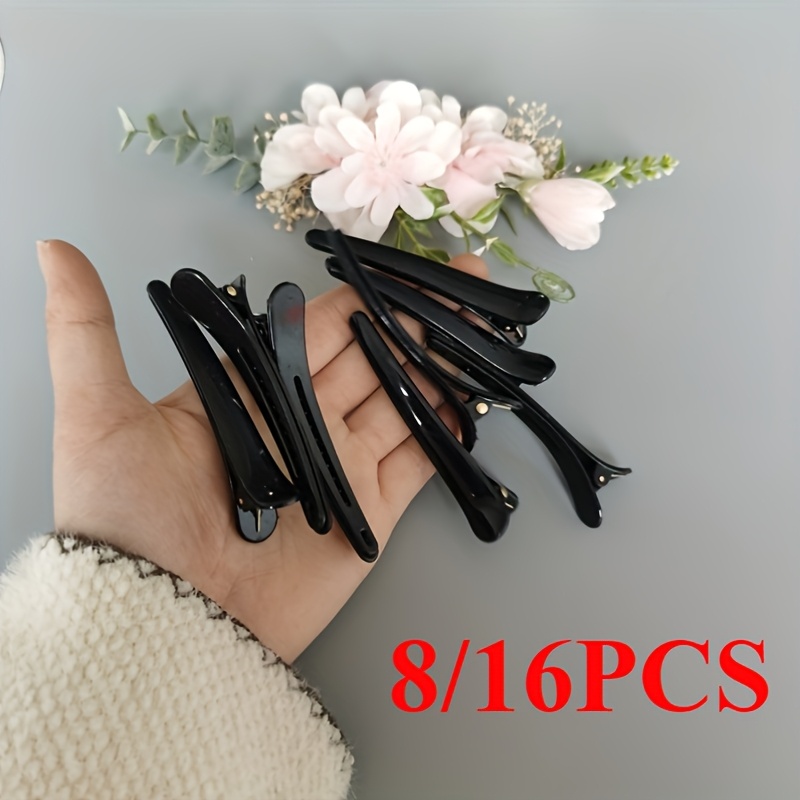 

8/16pcs Elegant Matte Hair Clips Set, Solid Color Plastic Hairpins, Alligator Style, Professional Salon Barber Hair Care Styling Tools, For 14+