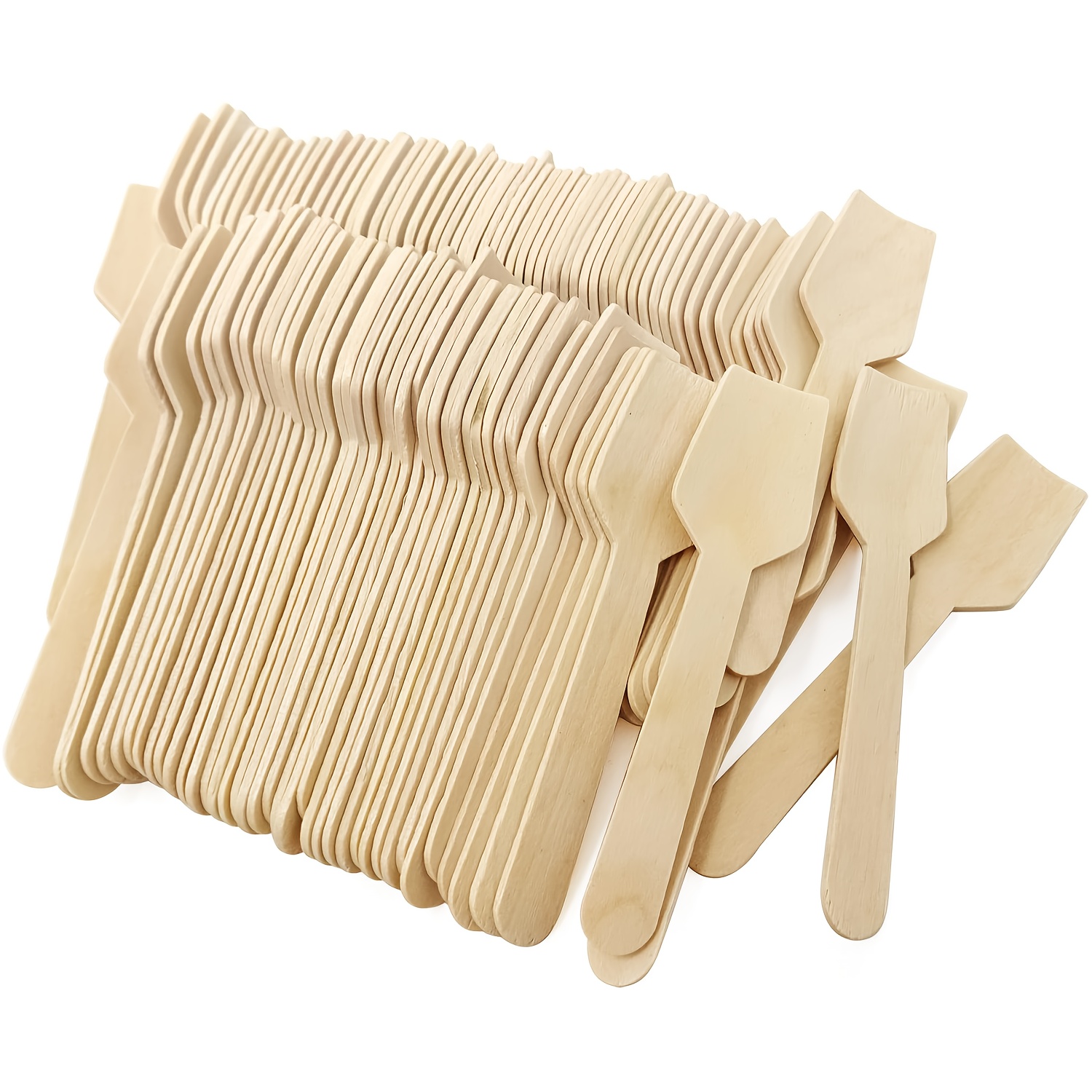 Image of 300pcs Ice Cream Spoons, Bulk Mini Spoons, 9.5cm Tasting Spoons For Desserts, Honey, And Cupcakes. Disposable Wooden Cutlery Suitable For Parties, Weddings, Camping, And Other Occasions. 300pcs 9.5cm