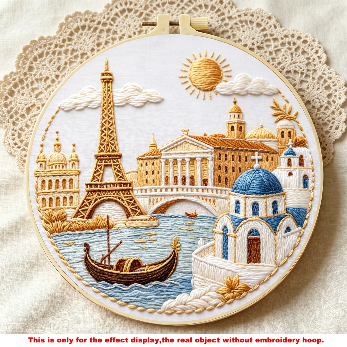 TEMU 1 Set Of Architectural Scenery Printed Embroidery Kit, Europa Pattern, Handmade Diy Embroidery Kit, Suitable For Adult Beginners Who Are Diy