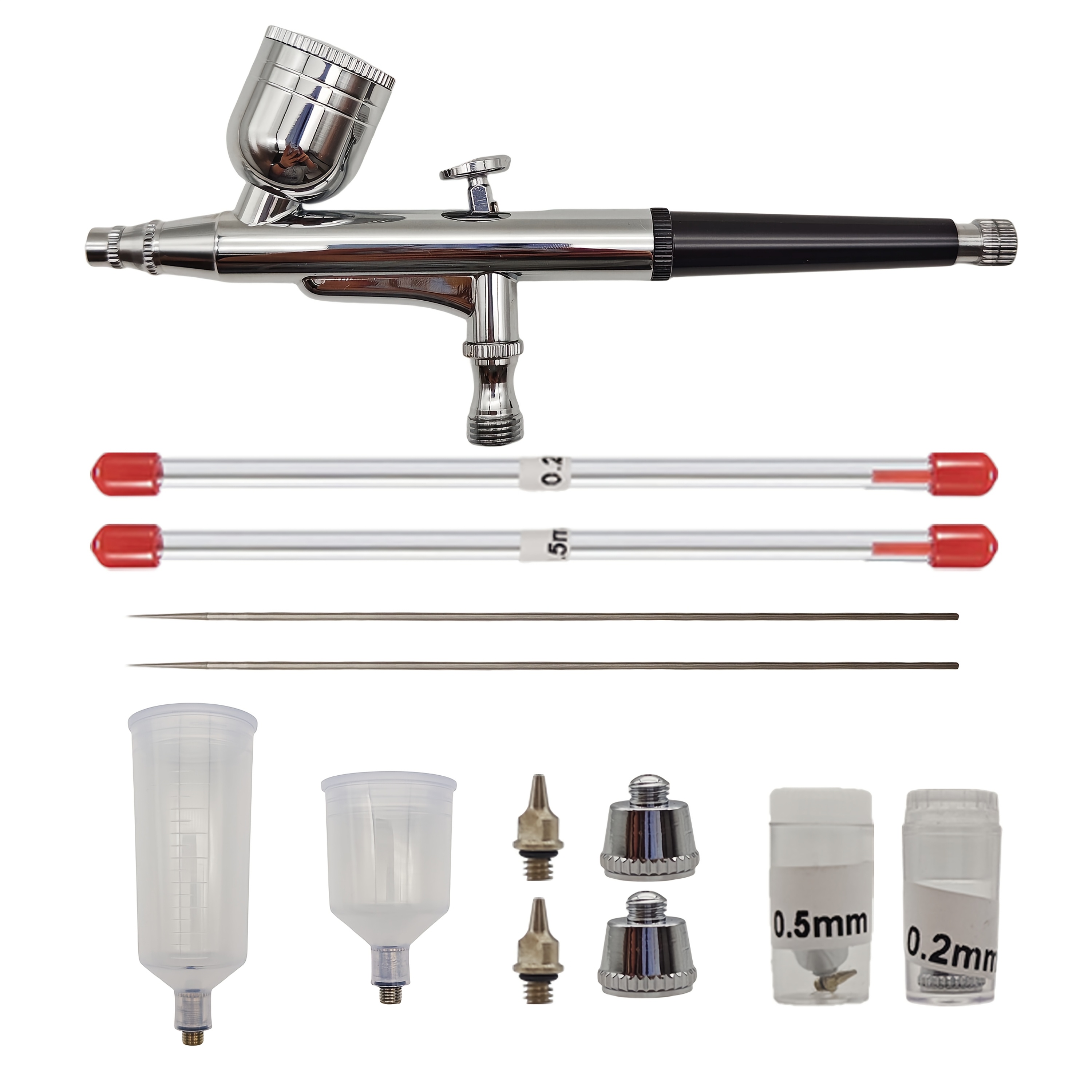 TEMU Kit aerografo a a gravit� 131 con aghi ugello da 0.2/0.5 mm, 3 tazze, per modellismo, nail art, decorazione di torte