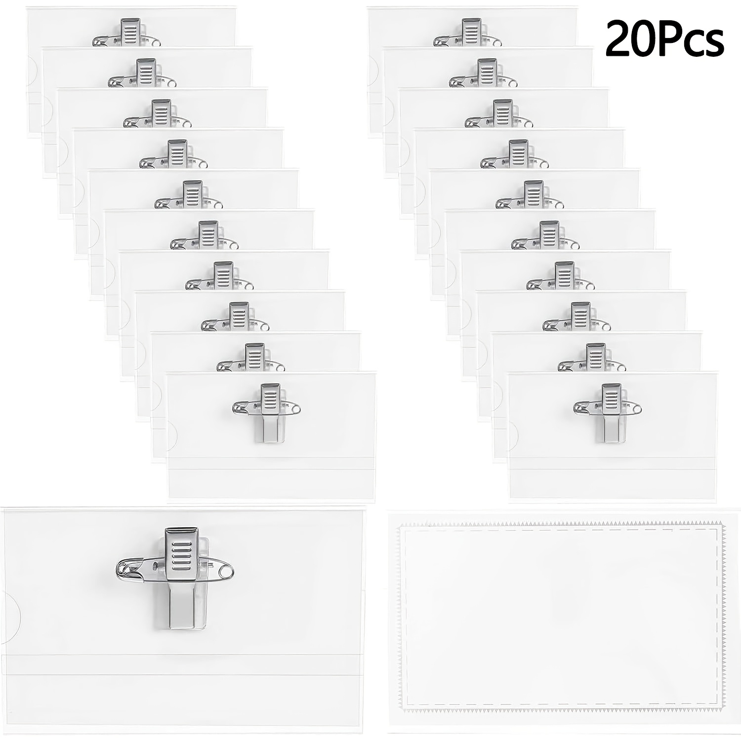 TEMU 2d 20pcs Safety Pin Clip, Pin Style Name Badge Holders- Brooch Suitable For Conference Id Card, Name Tag, Train Pass, - Clip, Pin For Uniforms,
