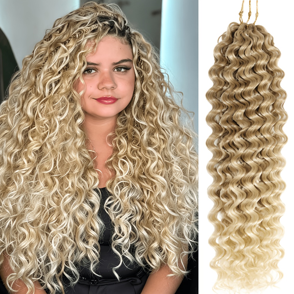 TEMU Extensions de cheveux à crochet en cheveux humains 26 pouces, blond à profondes, 3 mèches par , à crochet bouclées pour femme, faciles à poser,