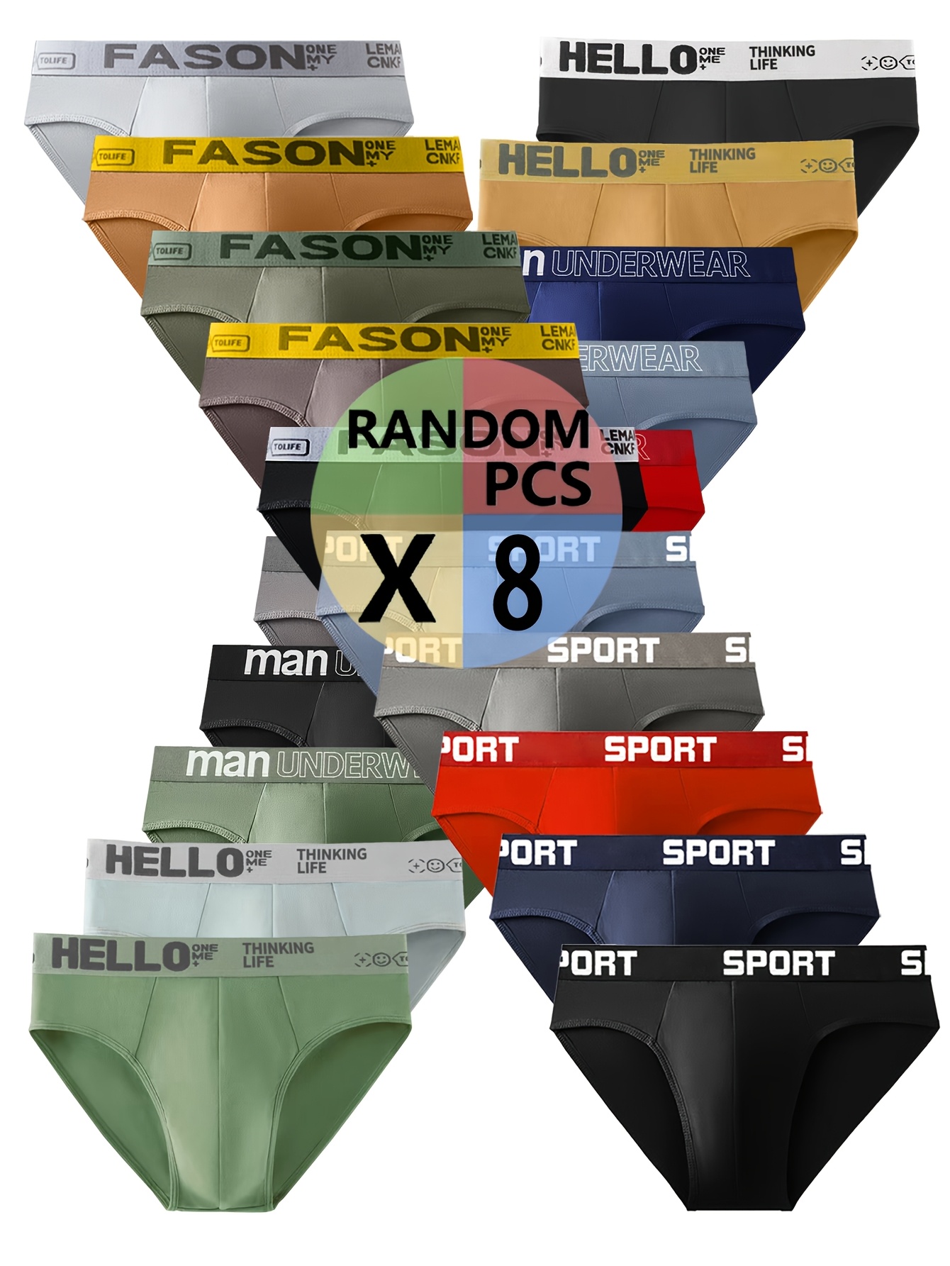 random the 8pcs men   s underwear   of high quality fabric breathable and not stuffy with fashionable letter decorations suitable for daily wear