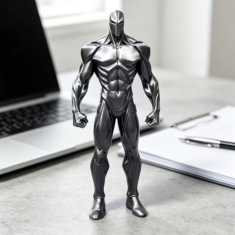 TEMU Statue de figurine mécha de science-fiction moderne - Sculpture de robot abstraite , ornement de bureau en plastique adapté à la décoration de