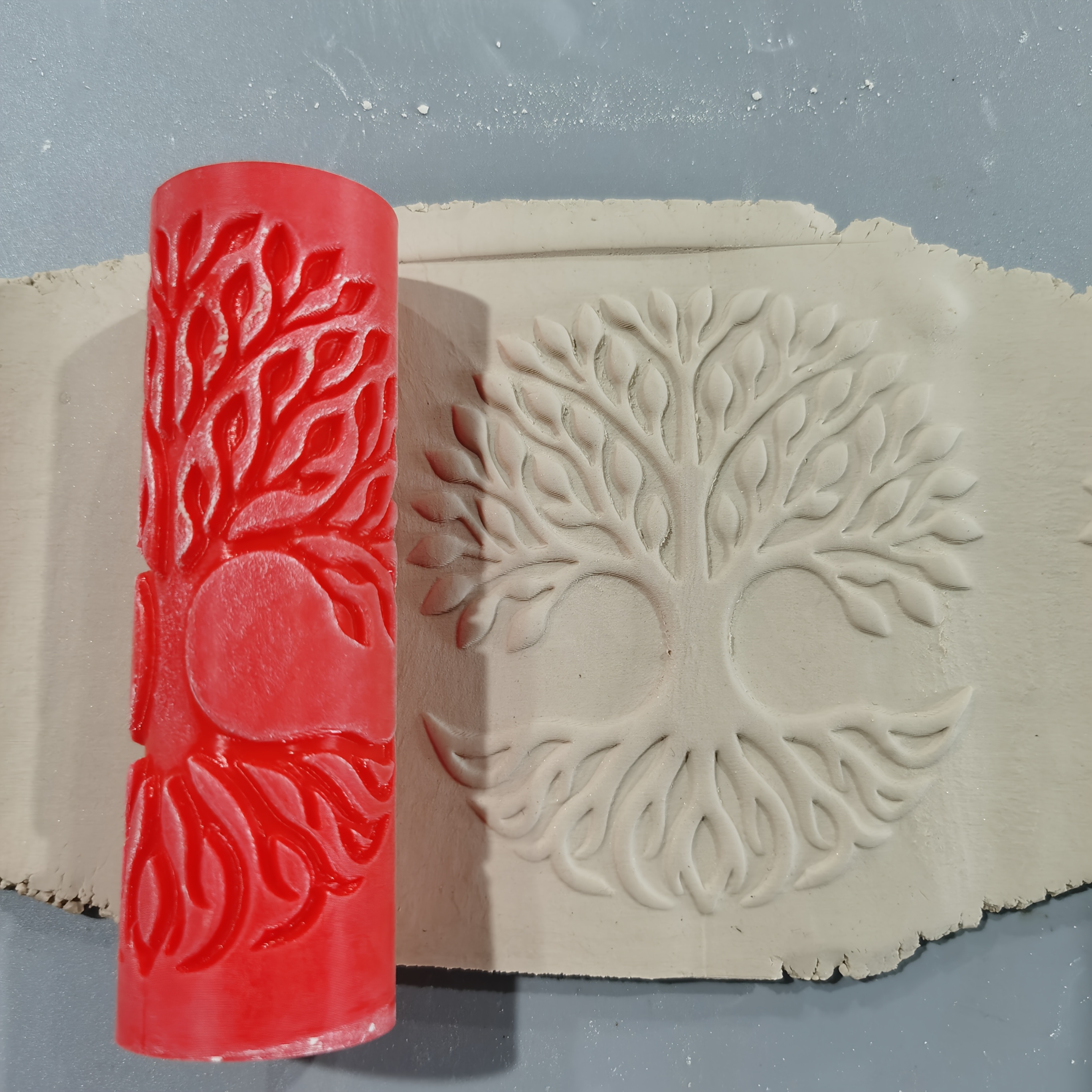 TEMU Polymer Clay Texturregler, Lebensbaum-Prägedesign für Schmuckherstellung mit Polymer Clay , kompatibel mit Polymer Clay-Ausstechern