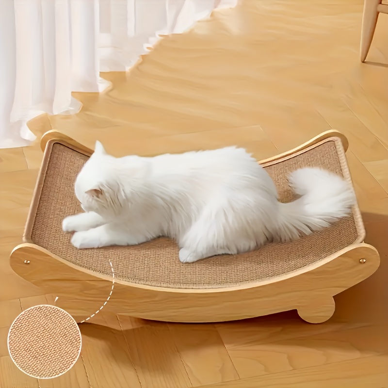 high quality wooden cat scratching post curved cat bed Temu
