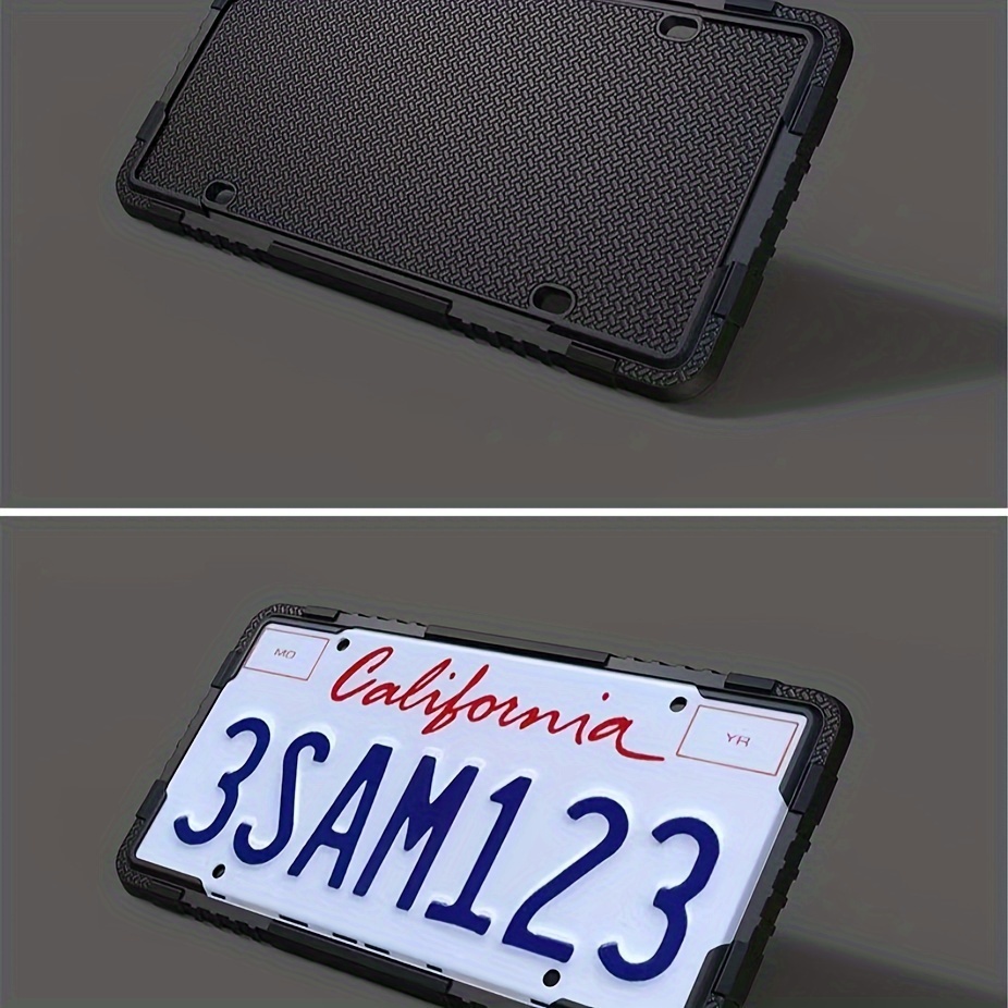 1pc Soporte de placa de matrícula de coche de silicona negra, soporte de  placa de matrícula de coche negro universal americano, antirrobo, a prueba  de