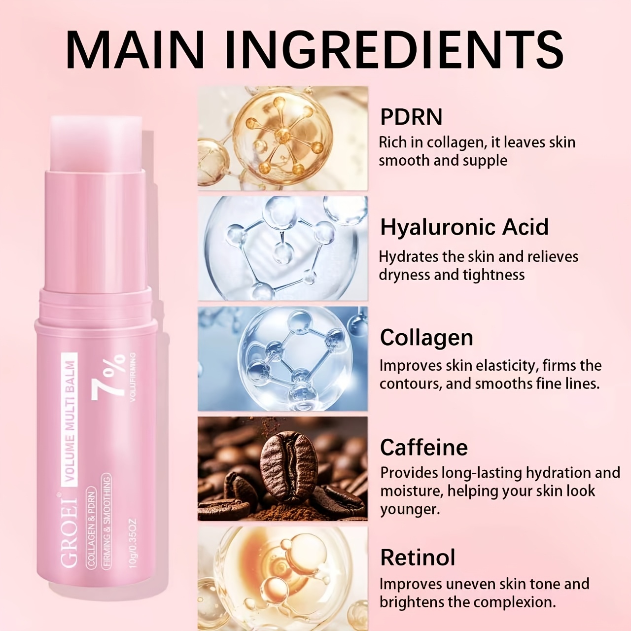 3pcs GROEI Collagen & PDRN Balm Stick for Firming & Moisturizing