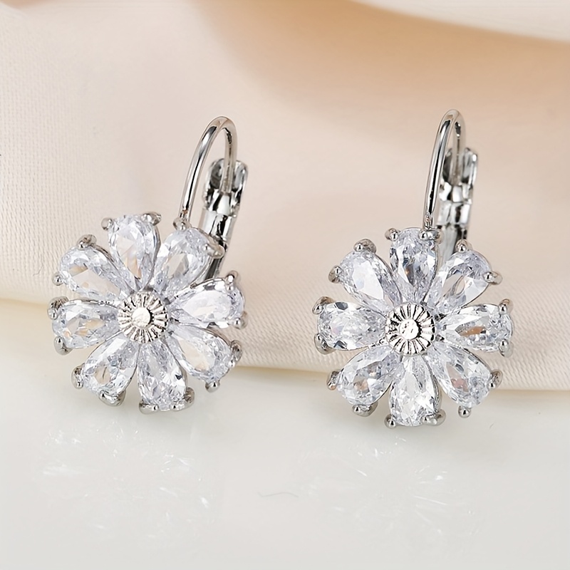 2pcs elegant sunflower earrings copper electroplated true golden synthetic cubic synthetic synthetic zircon versatile   accessories cute and   for men fashionable earrings floral earrings synthetic stone earrings 7