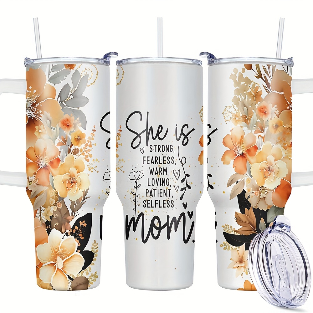 

1pc, 40oz Tumbler With Lid, She Is Mom Funny 40oz Stainless Steel Water Bottle, Insulated Water Cups, Summer Winter Drinkware, Outdoor Travel Accessories, Christmas Gifts, Valentine's Day Gifts