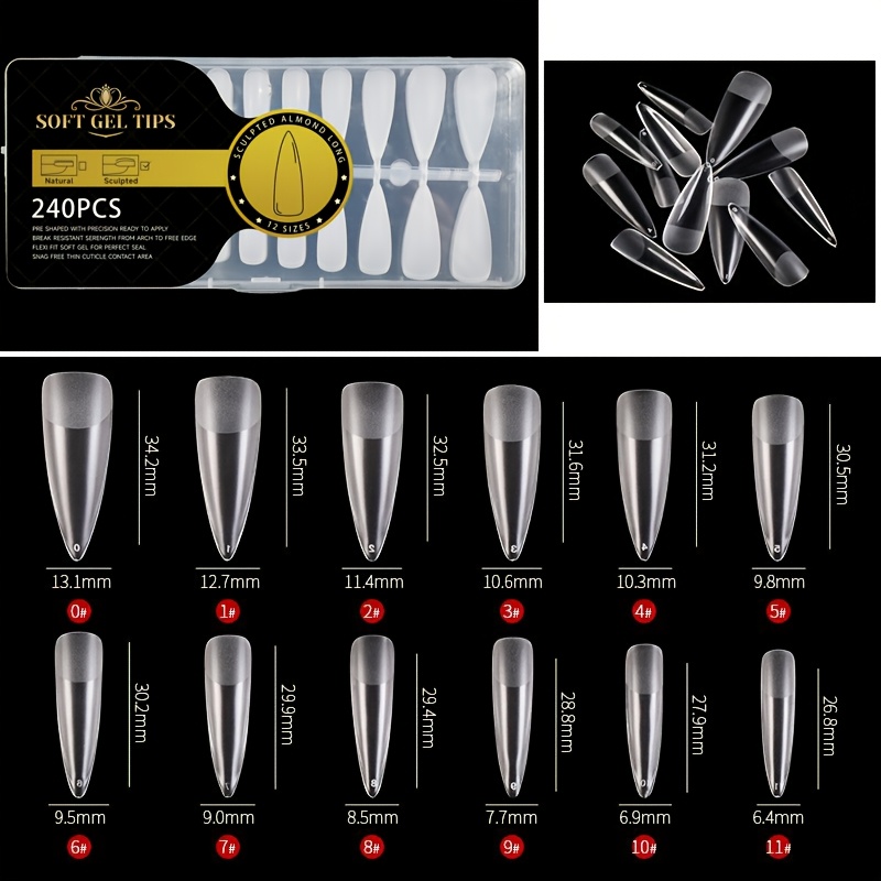 TEMU 1 Boîte de 240 Faux Ongles Givrés Couverture Complète, Matériau Trace, de Cercueil, d', Ongles Carrés, Ongles Étendus Décollables, Patchs pour