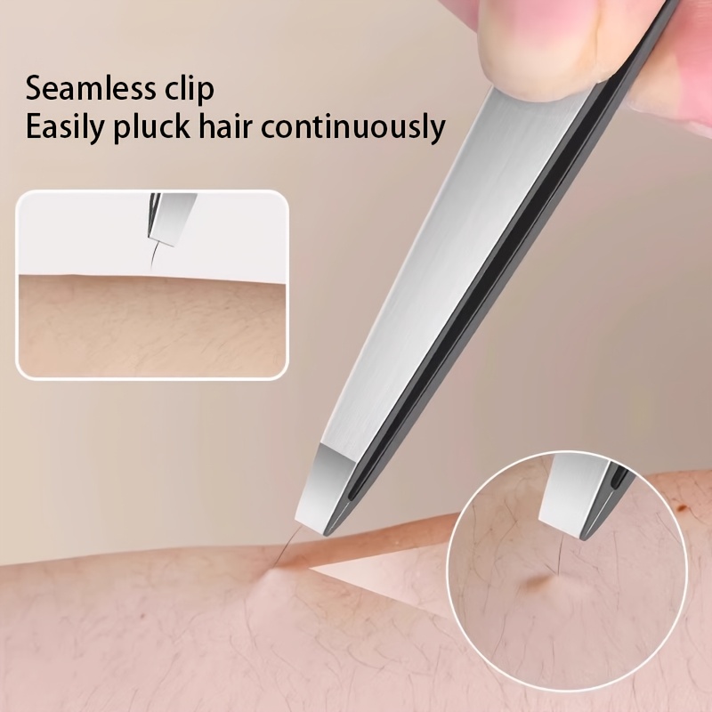 ECVV Professional Eyebrow Tweezers Stainless Steel Facial Hair Removal Tweezers In Black Matt With Slanted Tip For Easy Plucking B0bvmt4s6b