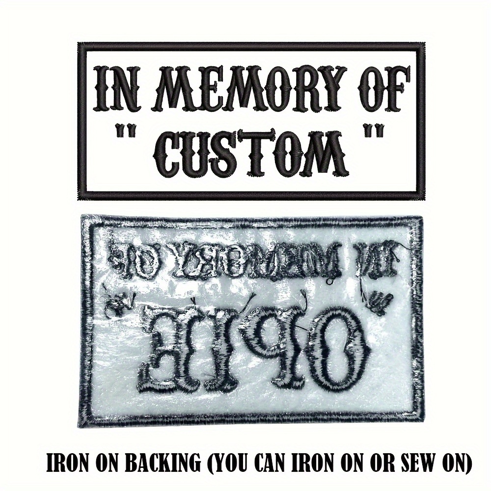TEMU 1 Custom Rectangular Embroidered Patch, Personalized Name Text Patch Badge Armband With Hot Melt Adhesive And Backing