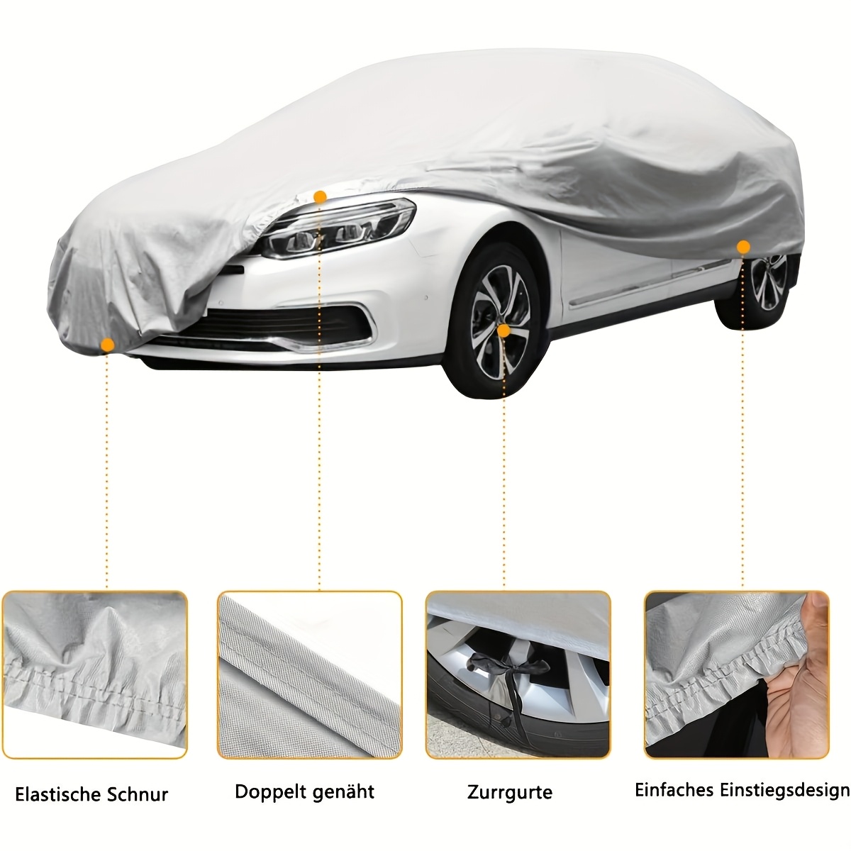 universal car cover 1pc outdoor waterproof vehicle protection uv rain dust snow protection waterproof car protection high temperature resistant dustproof silvery vehicle cover details 1