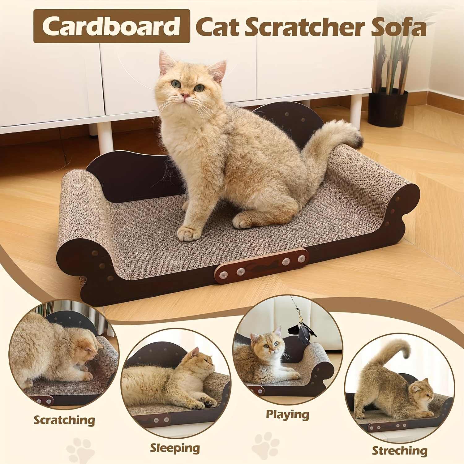 

Large Cat Scratcher Bed - 26" Cat Scratching Board Cat Couch Scratcher Cardboard, Durable Cat Bed, Long Lasting Scartching Pads For Indoor Cats, Furniture Protector