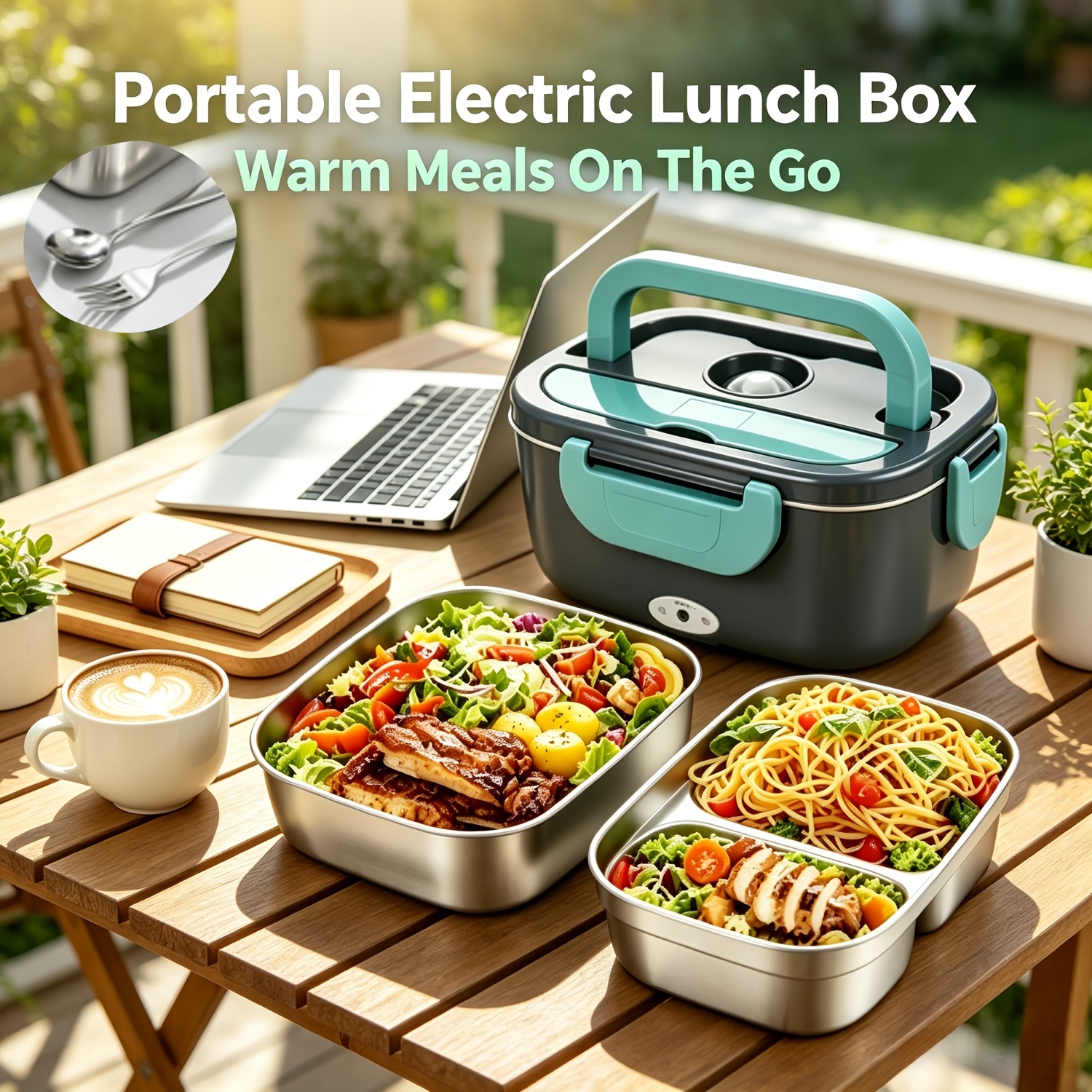TEMU Lunch Box 3-in-1 Portable Food Warmer 1.5l For Adults, 304 Stainless Steel Inner Pot, Fast , Leak-proof Sealed, Dual Use For Travel Camping With