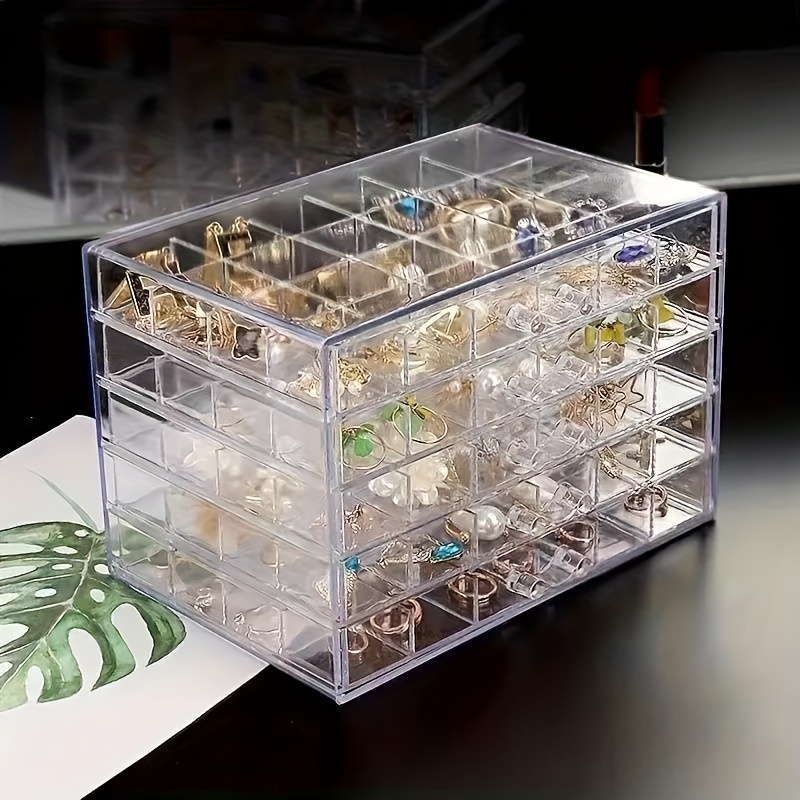 

Modern Clear Drawer Jewelry Organizer - Plastic Storage Box For Desk & Vanity, Jewelry Boxes