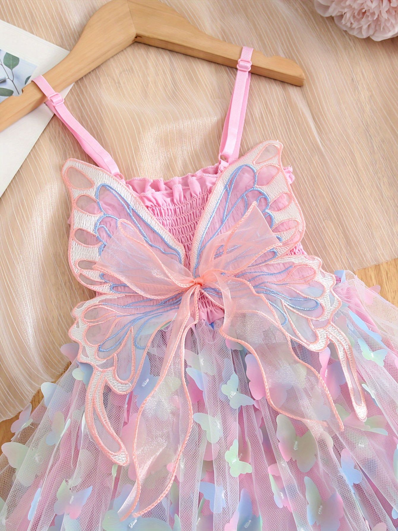 1pc robe à bretelles filles décoration papillon en