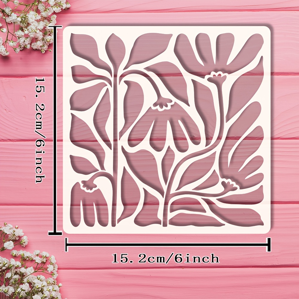 TEMU Un plantilla para una pintura floral artística, que mide 6 pulgadas por 6 pulgadas (15.2 cm por 15.2 cm), con un exquisito y elegante diseño de