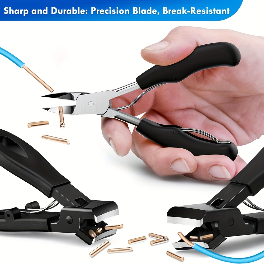 5pcs Heavy-Duty Nail Clippers for Thick Nails, Wide Blade, Anti-Splash Design, Includes Nail File - Modern Style, Stainless Steel, Unscented