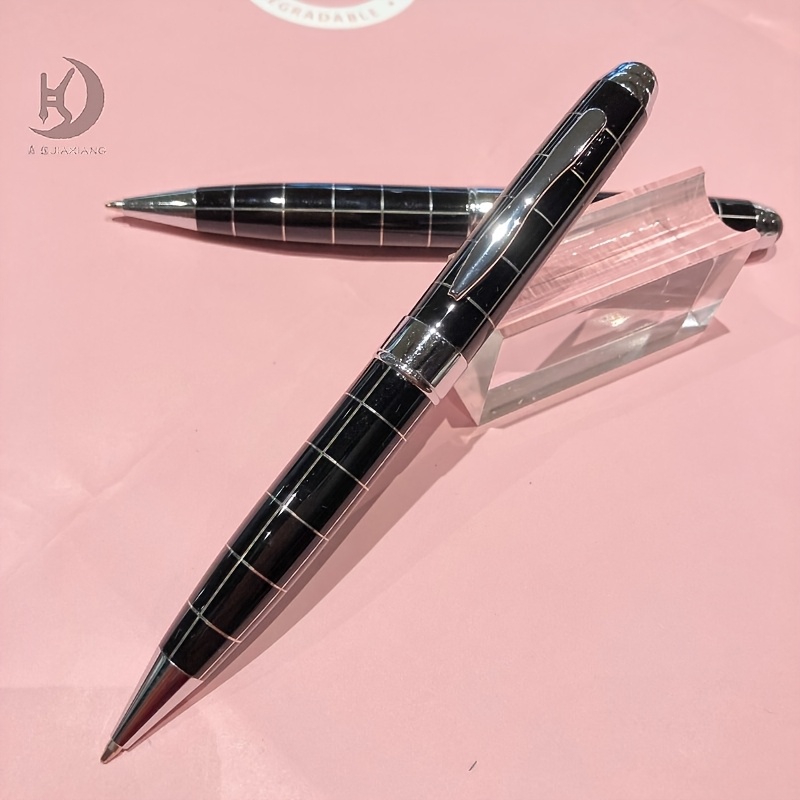 1pc 035 Luxury Office Design Black Grid Metal Gift Ball Pen(1.0mm Black Refill)
