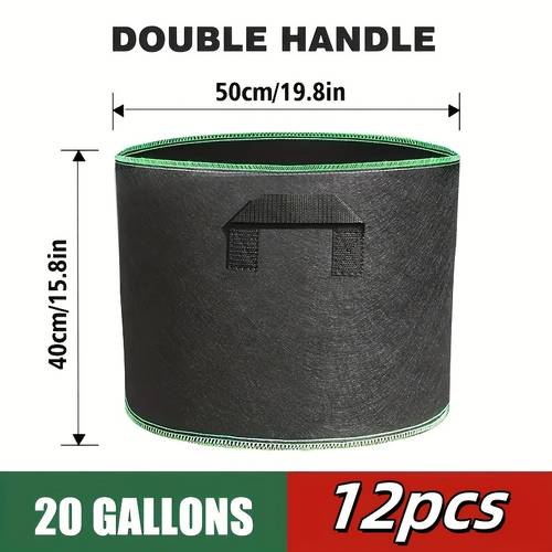 12pcs planting bags plant bags 5 7 12 15 20 gallon durable non woven planting containers foldable black gallon plant bags suitable for planting flowers tomatoes and other vegetables garden leaf collection bags