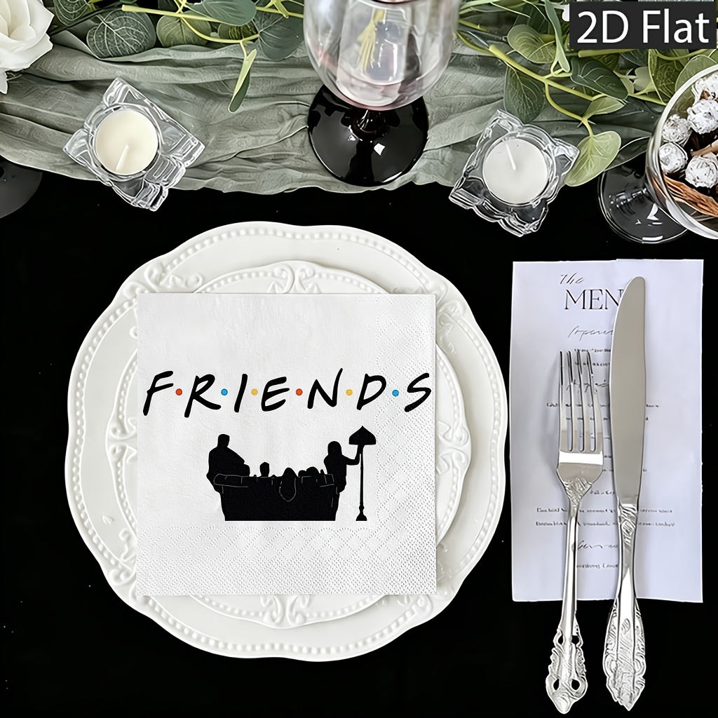 TEMU Tovaglioli di carta usa e getta Warner Bros Friends 2D , 20 pezzi, 2 veli maggiore - per matrimoni, compleanni e celebrazioni, regali per