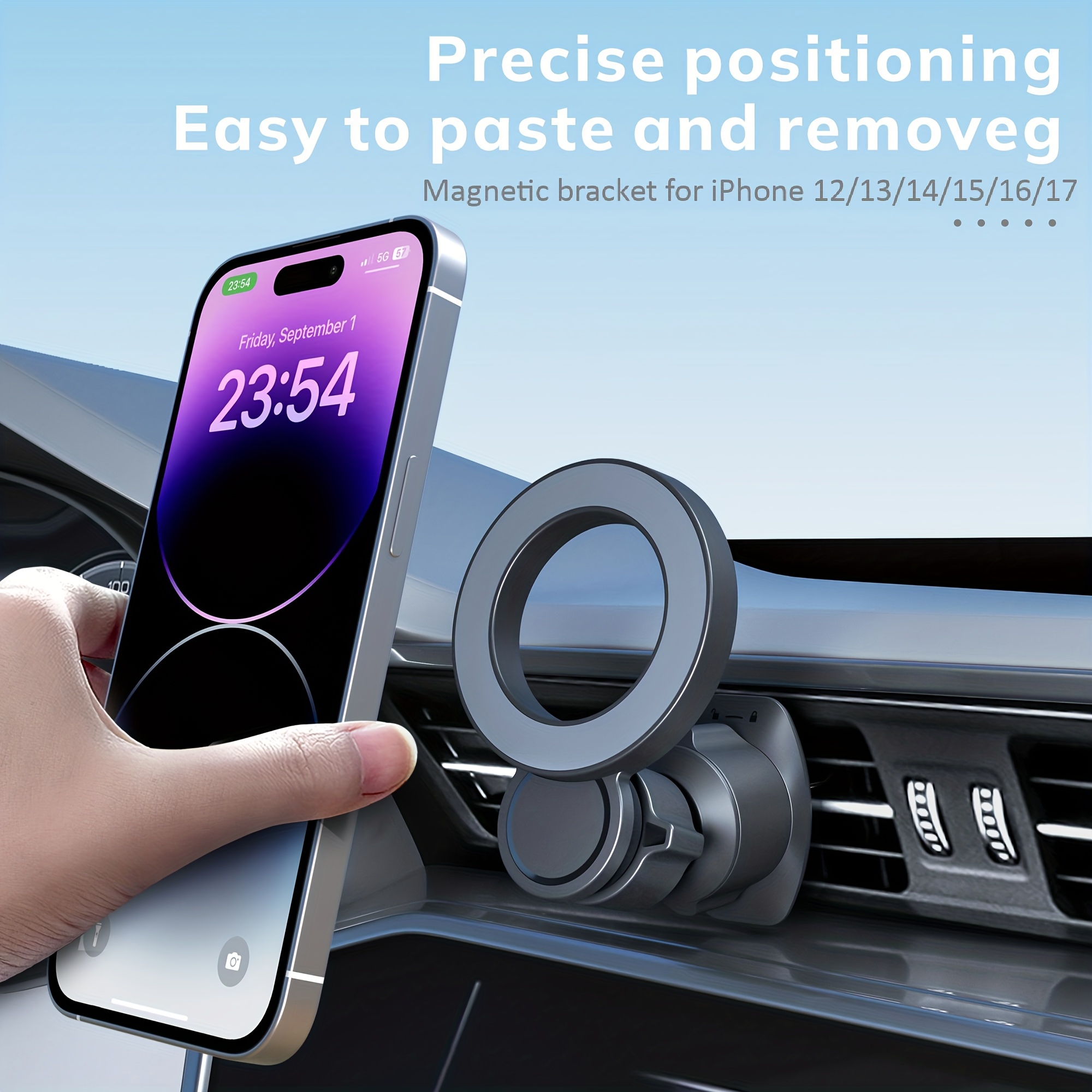 E-shop 360° Drehbarer Autohalter, Magnetischer Handyhalter für Lüftungsschlitz [Starker Magnet] Freihändiger Handyhalter mit Starkem Clip, Langlebiges
