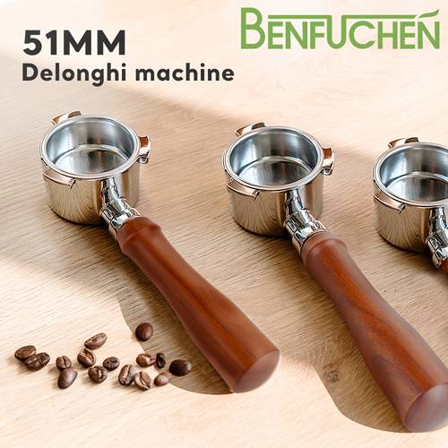 para ec685.bk ec680, portafiltro sin de 51 mm con mango para café en polvo, acero inoxidable 304, madera , accesorios de café