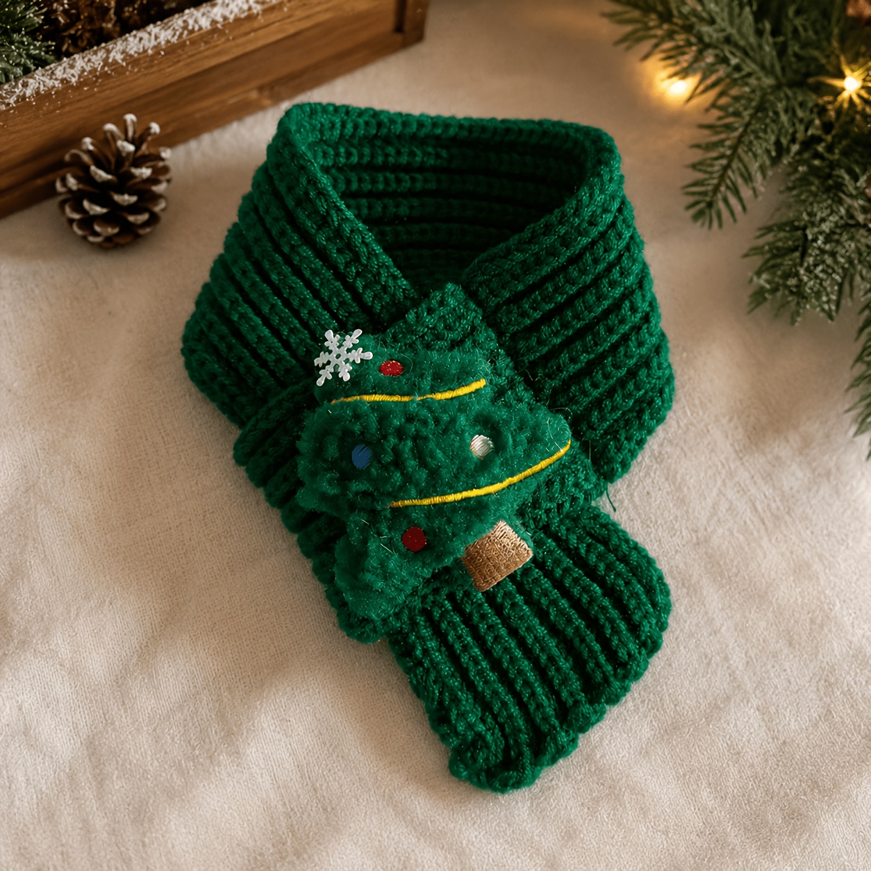 TEMU Christmas Pet Scarf, Knitted Collar Warm Winter Neck Warmer For Small Dogs Cats, Xmas Holiday Costume Additions