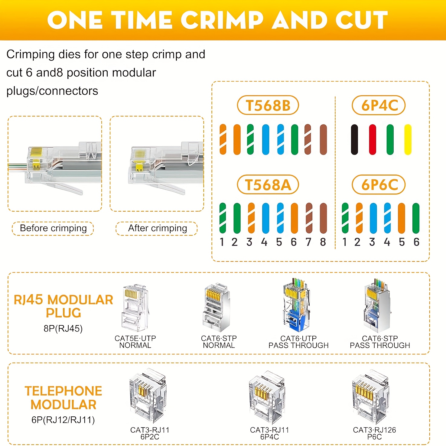 8P6P Multifunctional Dual-Use CAT.6 Through-Hole EZ Super Five And Six Category Crystal Head Portable Network Cable Crimping 6 8P6P Multifunctional Dual-Use CAT.6 Through-Hole EZ Super Five And Six Category Crystal Head Portable Network Cable Crimping - Image 6