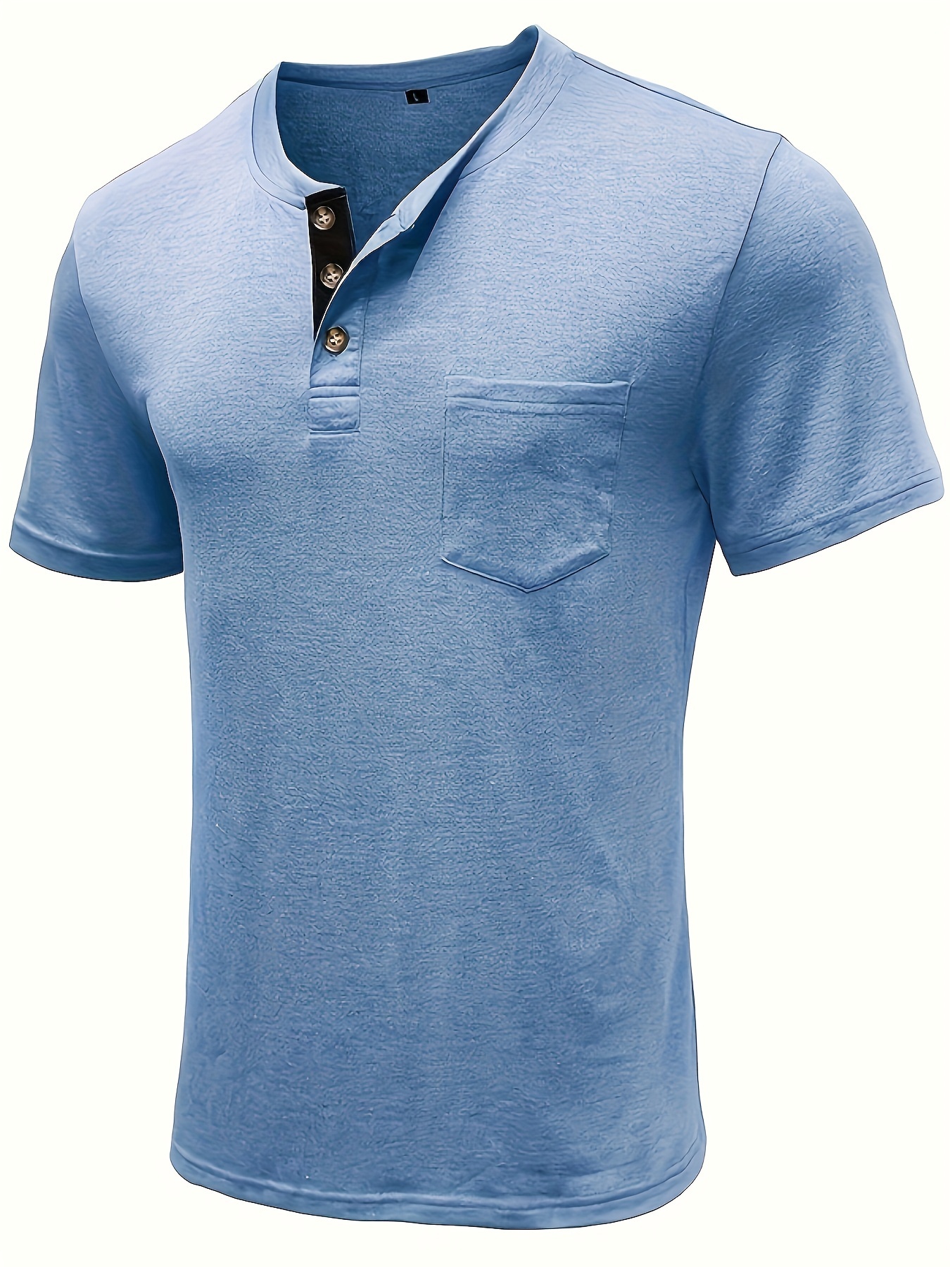 Herren Henley-Shirt Mit Einer Brusttasche, Lässiges Kurzarm-Henley-Shirt  Für Den Sommer