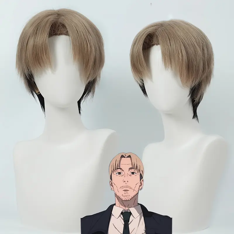 Peluca Sintética De Bob Corto Negro Para Cosplay - Incluye Gorra, Talla 54-60 Cm, Resistente Al Calor