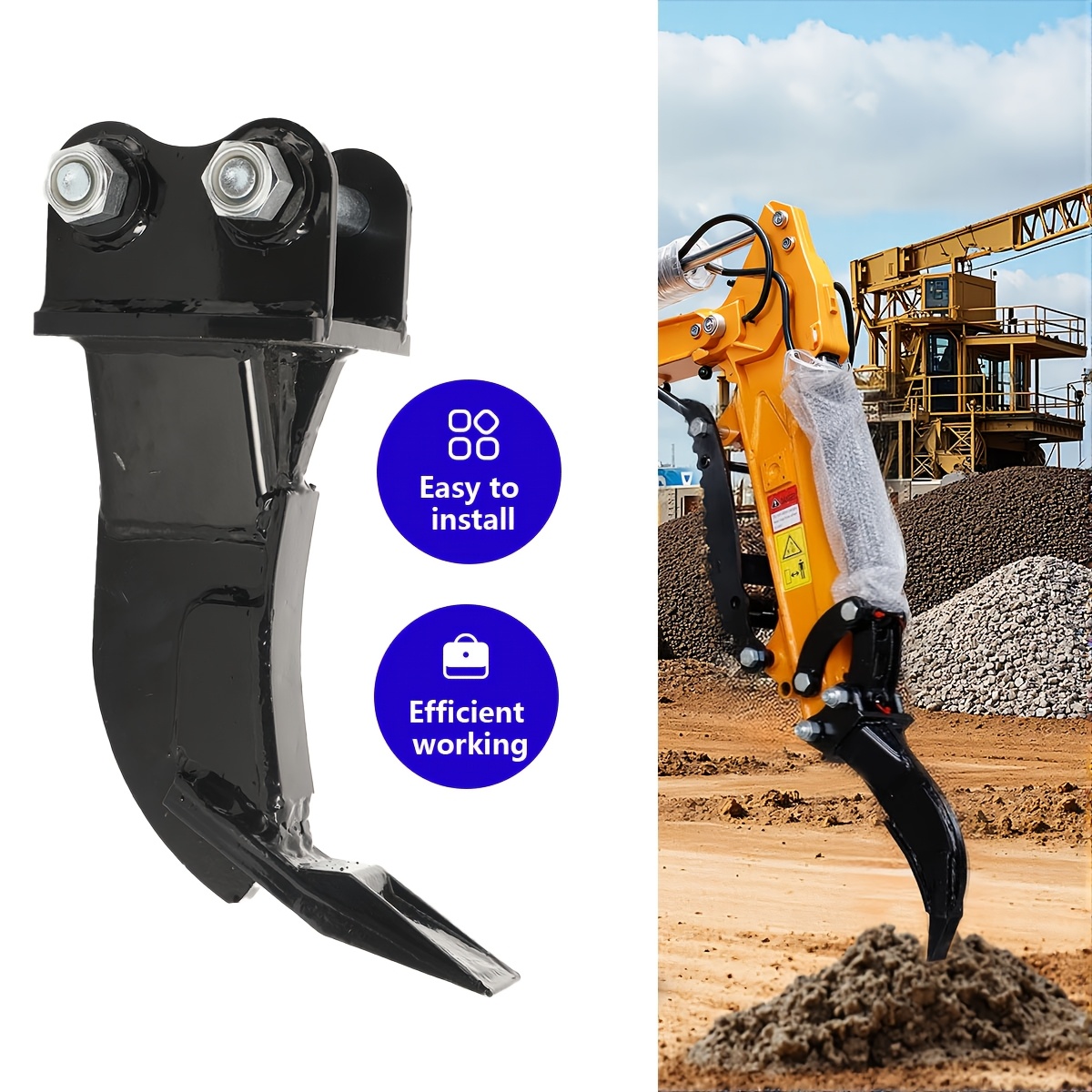 Ripper Attachment Hook Separator Teeth For 0.8 Ton To Mini Excavators, Excavator Additions, For Digging Up Broken Stones, Breaking Up Hard Soil, Large Shrubs, Trees, Crushed Stone