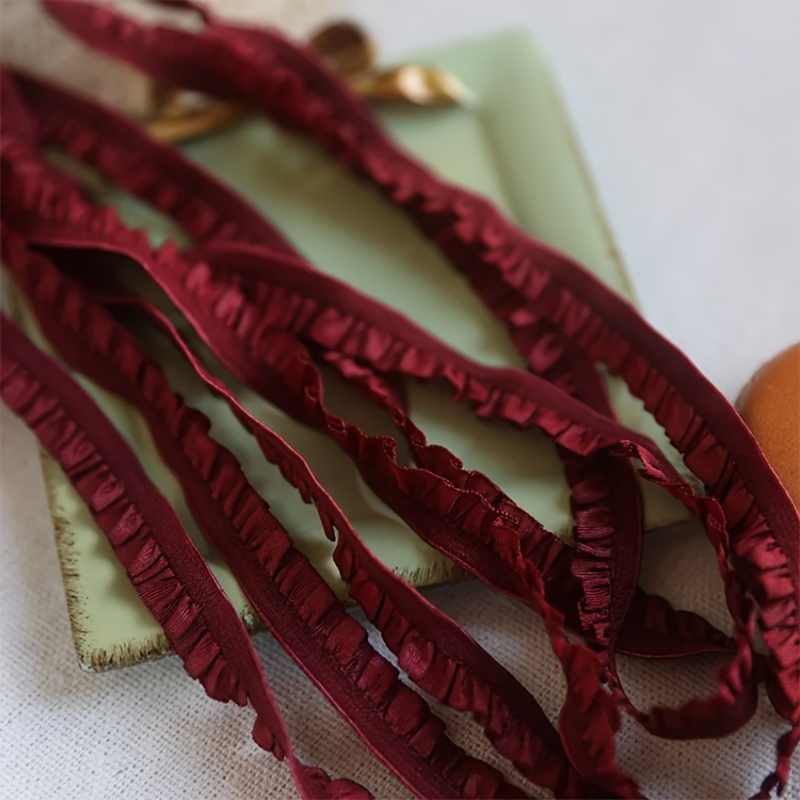 E-shop 5 Yard bonbonfarbene elastische Spitzenbesatz mit Rüschen-Wellenmuster zum Verpacken von Blumensträußen, DIY-Zubehör für Kleidung,