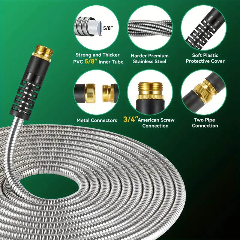 heavy duty 50ft extra long garden hose flexible lightweight coil with leak proof threads 3 4 inch diameter outdoor hose for yard lawn garden car washing ideal for residential commercial use Product details 0
