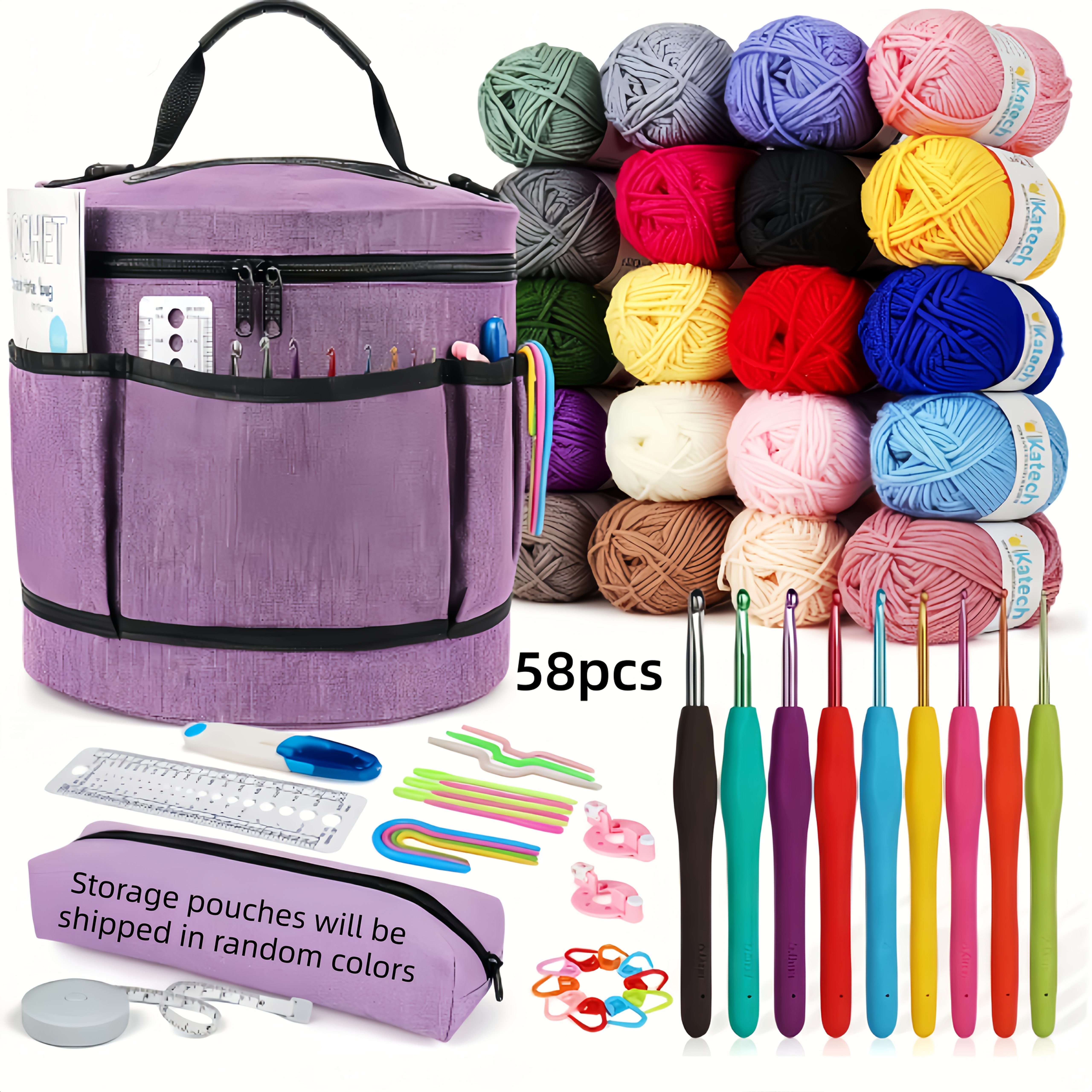 crochet supplies kit for beginners sold on Temu United States