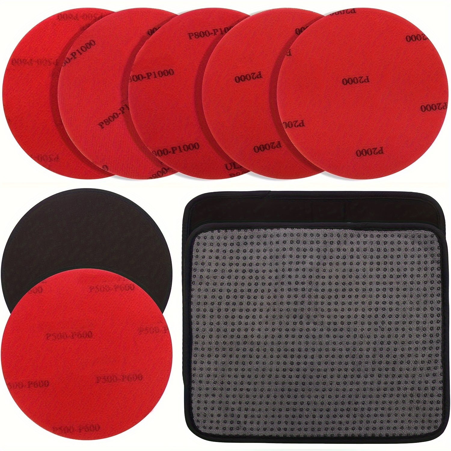 

6+1 Pack Nylon Sanding Pads With Bowling Towels, Aluminum Oxide Grit, Polyvinyl Chloride Material, Bowling Ball Cleaning Pads For 500/1000/2000 Grit